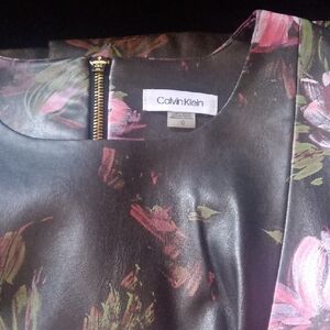 Calvin Klein Pink and White, Grey, Cocktail Dress. Faux material